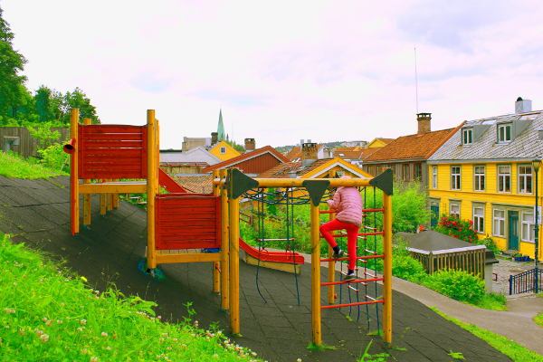 Beautiful playgrounds on the guided tour for kids and children
