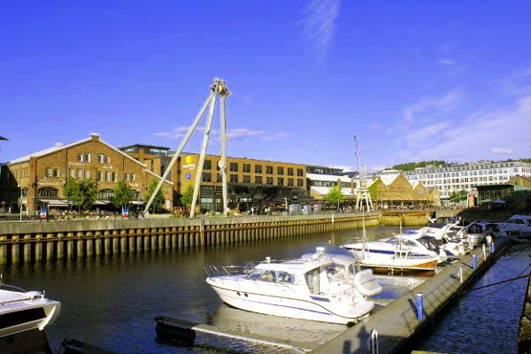 View to Trondheims waterfront at Solsiden